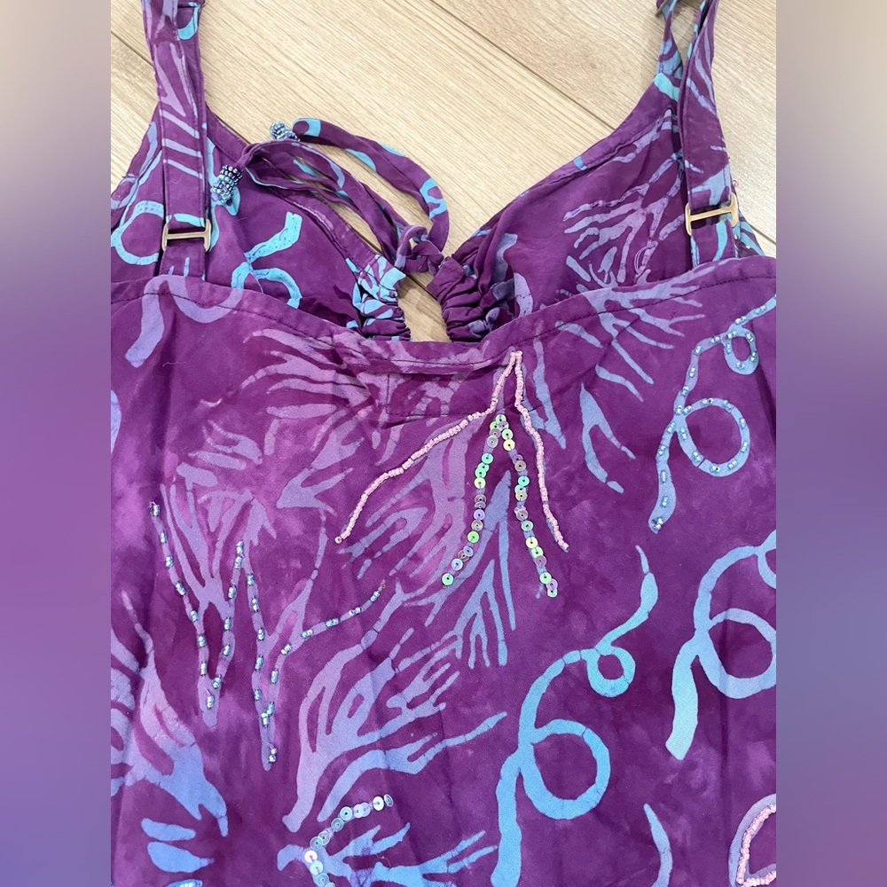Tropical Tantrum vibrant purple and blue coral print mini dress size Medium - Picture 5 of 8